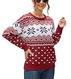 Jouica Ugly Christmas Sweater Holiday Tree Reindeer Party Knit Sweater Pullover Sweaters,Christmas Tree Red,X-Small