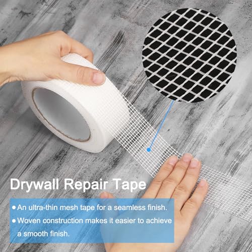 sourcing map Trockenbau Band, 1 Stück 1,8 x 82ft - Glasfaser Trockenbau Reparaturband, selbstklebendes Netzband, Trockenbau Fugenband zur Wandrissreparatur und Nahtausbesserung
