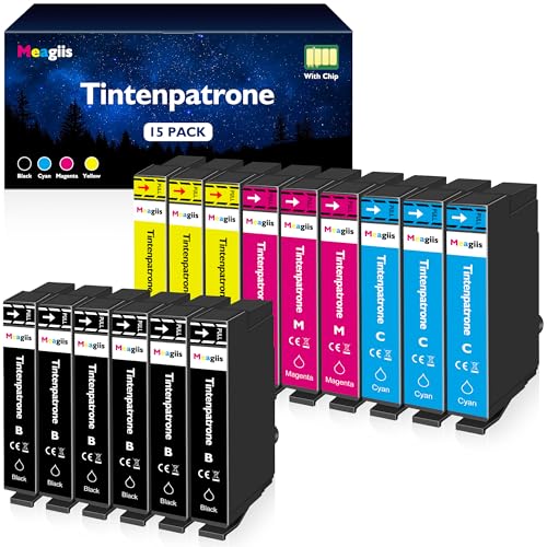 Meagiis Kompatibel für 604XL Druckerpatronen Kompatibel für Epson 604 XL patronen für Epson XP-2200 XP-2205 XP-3200 XP-3205 XP-4200 XP-4205 Workforce WF-2910 WF-2930 WF-2935 WF-2950 (15er-Pack)
