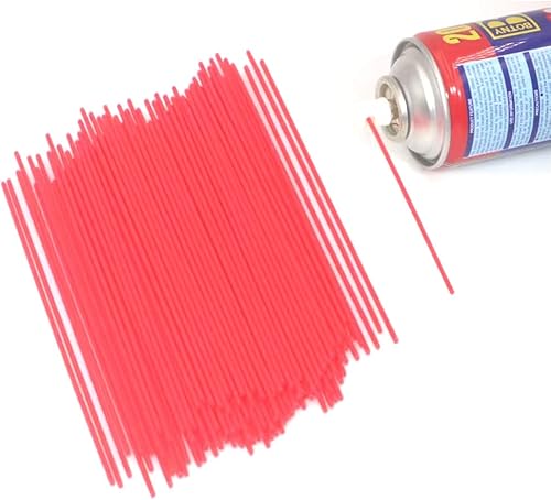 Miniatura 4 de Pajitas de lata, popote de extensión de lata de aerosol de repuesto, popotes de extensión de plástico rojo, 5 pulgadas (paquete de 50)