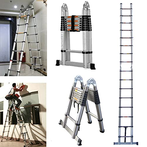 EN131 - Escalera telescópica plegable (1,9 m+1,9 m, aluminio)