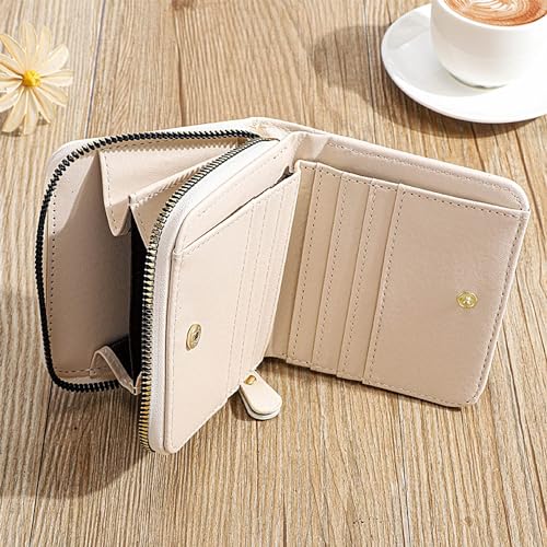 2 in 1 Cute Card Wallet for Women,Bi-Fold Zipper PU Leather Coin Purse Pouch with 8 Card Holder3