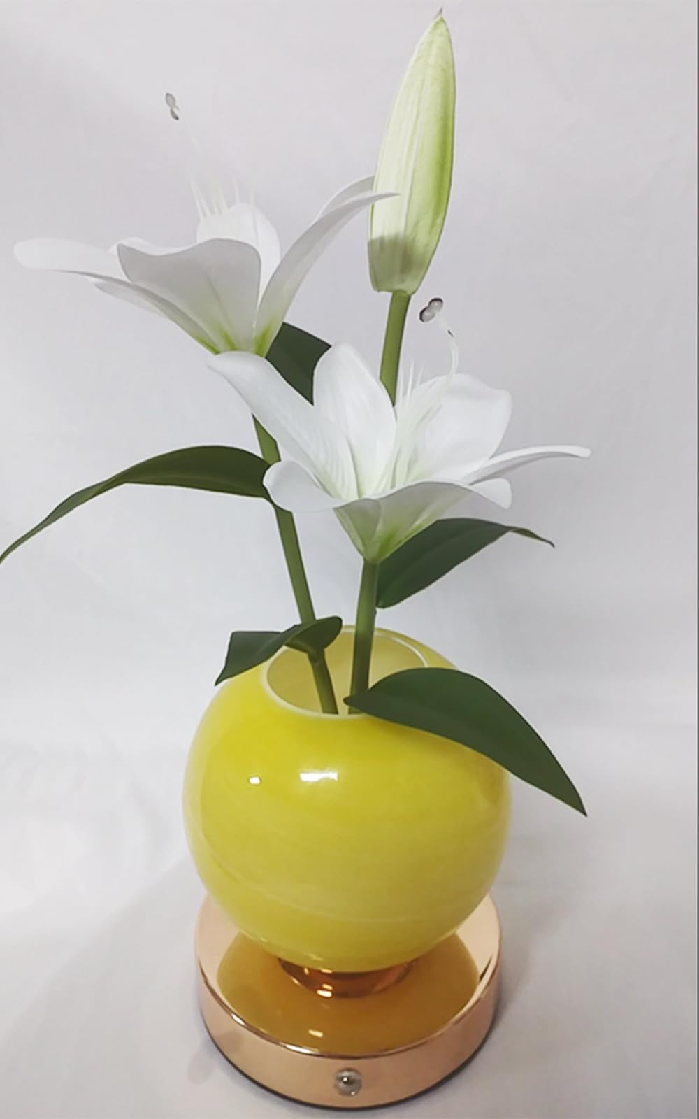 Wekity Tulip Flower Lamps, 3 Colors Dimmable Planet Night Light, Rechargeable Cordless Tulip Small Table Lamp for Date Party Home Decoration (Yellow – White Lily)