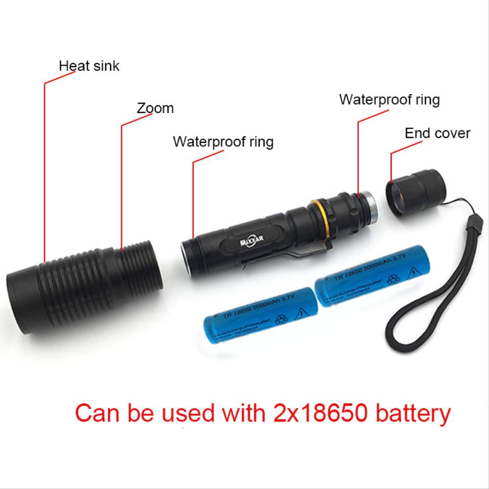BAJIE Linterna T6 Linterna LED 5 Modos Antorcha de Zoom Ajustable 4X18650 Baterías Camping Lámpara de Trabajo Linterna de luz Estados Unidos