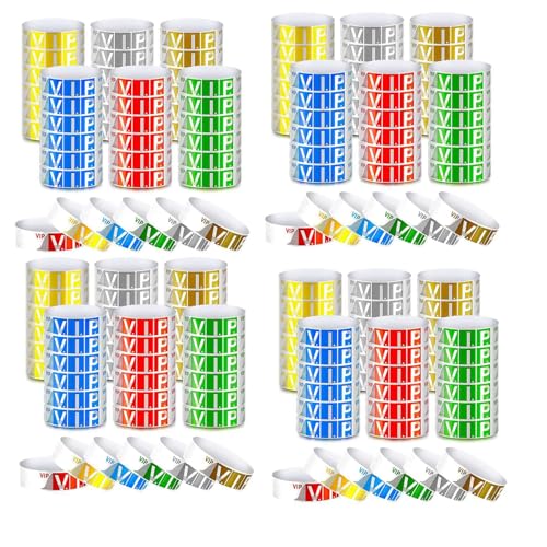 Bracelets en papier VIP par lot de 2400 pièces étanches et colorées pour grands événements
