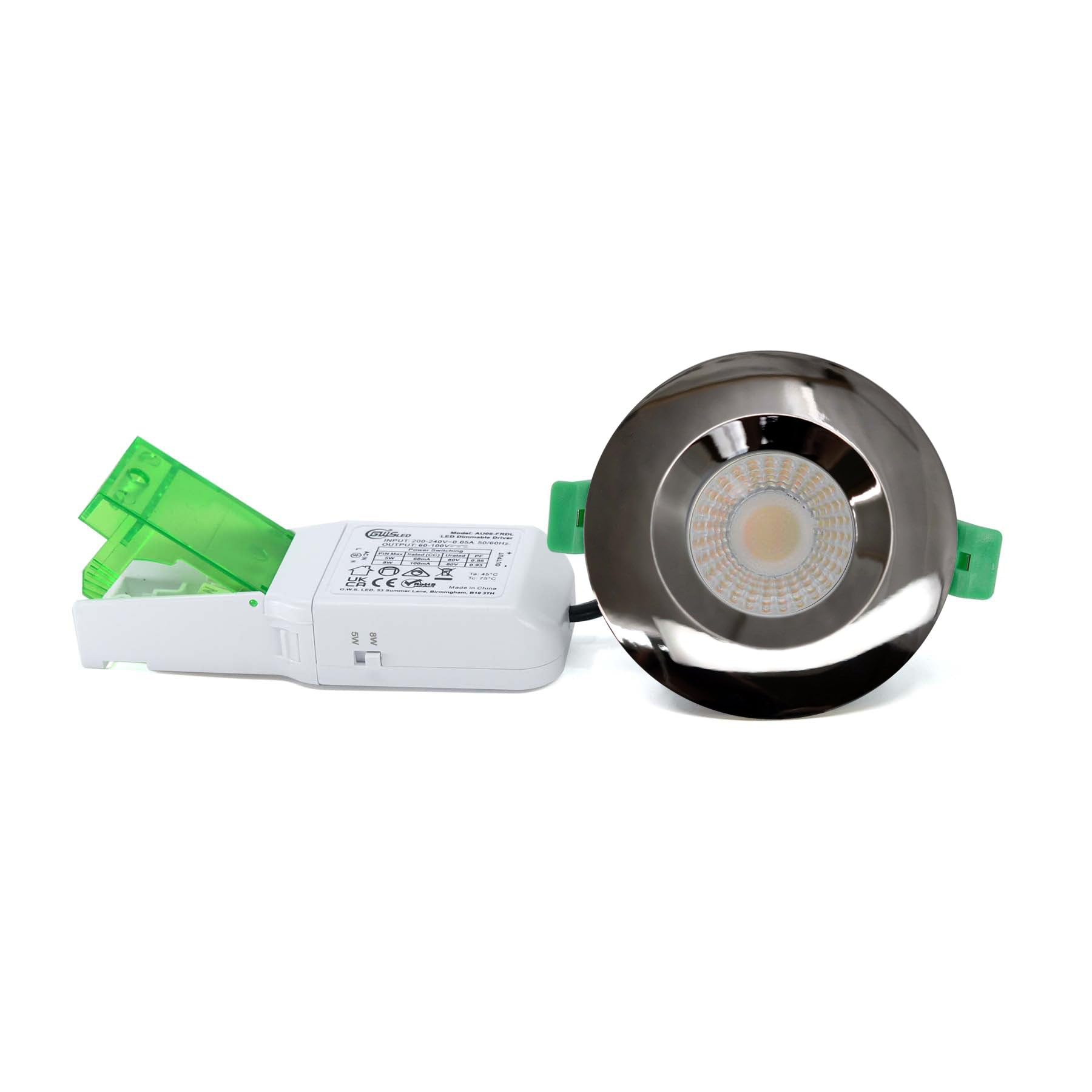 G.W.S® Fire Rated LED Downlight, Black Nickel Bezel, 4CCT, Dual Wattage 5W/8W, Dimmable, IP65, 30, 60 & 90 Minutes Fire Safe, Pack of 6