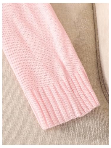 Image of BEAUDRM Girl's Bow Sweater Crew Neck Cute Sweaters Long Sleeve Knit Pullovers Sweater