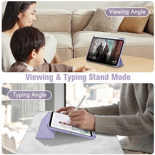 Image of Fintie Hybrid Slim Case for iPad Pro 11-inch (M5) 2025 / (M4) 2024 - [Built-in Pencil Holder] Shockproof Protective Cover with Clear Transparent Back Shell, Lilac Purple