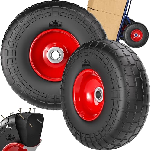 GARDEBRUK Sackkarrenrad 2er Set PU Vollgummi Pannensicher 200kg Belastbarkeit Stahlfelge 20mm Achse Einfache Montage Langlebig Reifen Ersatzrad Räder