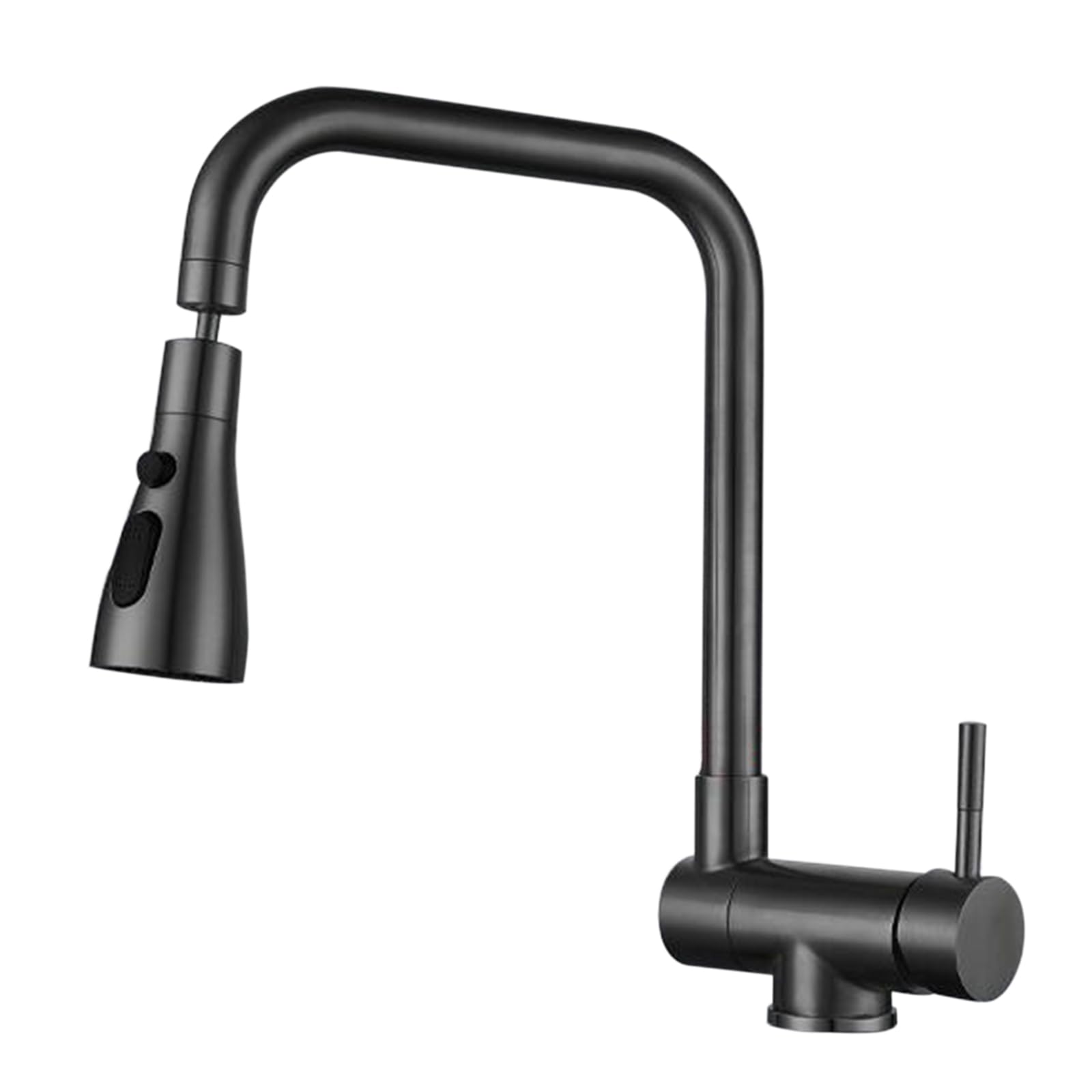 Grifo Abatible para Ventana de Cocina, Giratorio de Acero Inoxidable, 3 Modos, Mango Único, Orificio Único para Fregadero - Negro