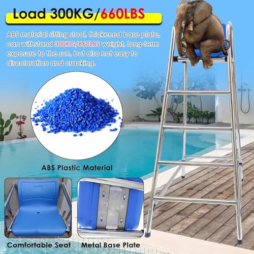 Silla de Salvavidas para Piscina de Acero Inoxidable y ABS Azul miniatura 4