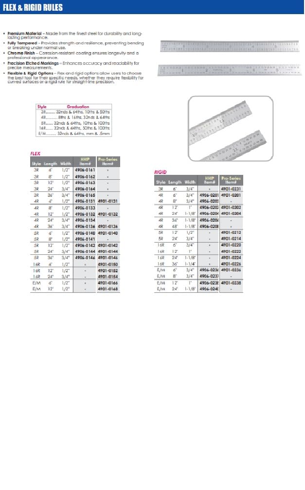 Pro Series by HHIP 4901-0231 3R Rigid Lineal, 15,2 x 1,9 cm