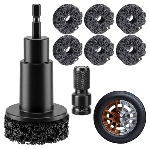 FWEXCK Wheel Hub Cleaning Tool Wheel Stud Cleaner Includes 6 Grinding Quick Rust Removal Brake Hub Cleaning Tool Hub Resurfacing Tool Fits Power Drill or 1/2 Impact Driven Wrenches