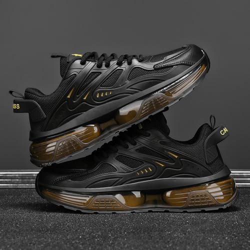 Image of Men's Chunky Sneakers: Mesh Breathable Upper, Air Cushion Sole, Sleek Structural Detailing-Trendy Casual Style for Daily Wear, Street Outfits & Urban Fashion Ensembles