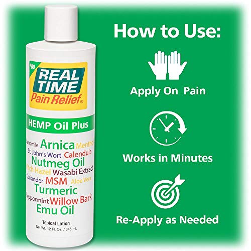Real Time Pain Relief Hemp Oil Plus - 12oz Bottle | Advanced Formula with Hemp Oil and 19 Natural Ingredients | Relieves Joint and Muscle Discomfort | Includes Arnica, Turmeric, MSM, and Emu Oil - Image 6