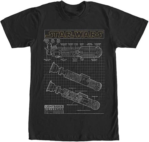 Star Wars Men's Saber Schematics T-Shirt, Black, X-Large