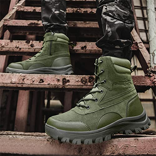 GEXECEUSS Men's Military Tactical Boots Lightweight Combat Outdoor Rubber Outsole Boots Desert Boots Side Zip Leather Cargo Boots4