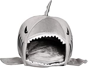 Cat Sister Colorfulhouse Shark Round House Puppy Bed with Pet Bed Mat (Medium)