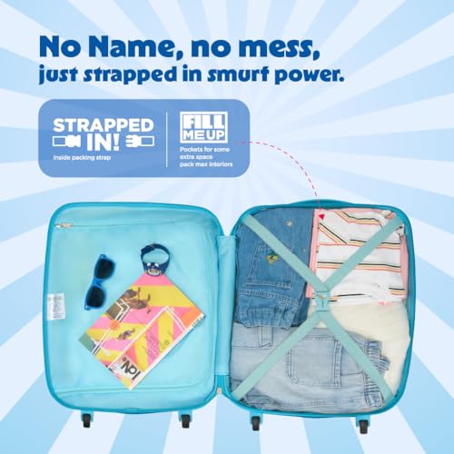 Image of American Tourister Smurfs 53 CM Small Suitcase with Combination Non TSA Lock & 4 Wheels Hard-Sided PC Cabin Luggage /Trolley Bag for Travel /Luggage Bag with Spinner Wheels for Travel- Navy Blue