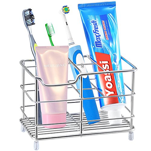 Yoassi Soporte para Cepillo de Dientes, Acero Inoxidable, Organizador de Almacenamiento Multifuncional para baño, Soporte para Pasta de Dientes, 6 Ranuras para Cepillo de Dientes eléctrico Cover