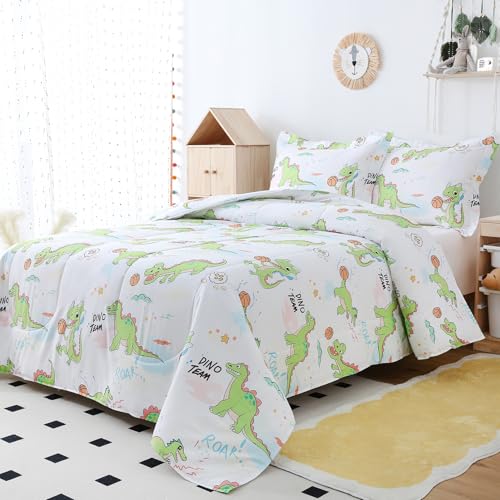 Image of Cute Dinosaur Full Size Bed Comforter Kids Bedding Set