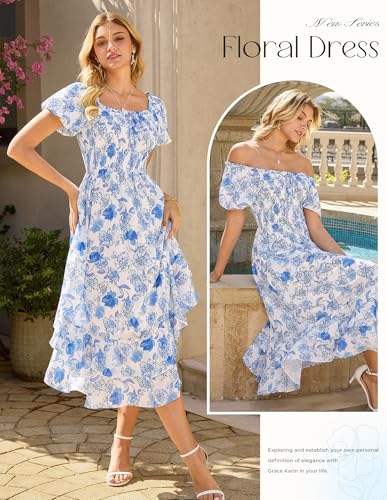 Image of GRACE KARIN Womens Summer Floral Maxi Dress 2026 Flowy Wedding Guest Dress A Line Boho Dresses Fashion Clothing with Pockets