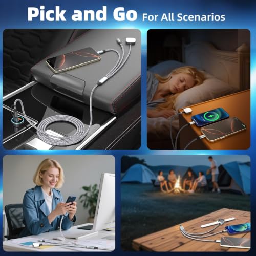 Image of Travel Essentials 3 in 2 Multi Charging Cable for iWatch Charger /IP /USB-C