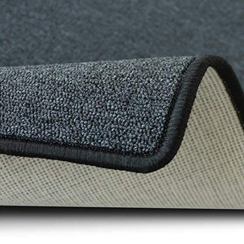 casa pura Teppich Läufer London - Meterware - Teppichläufer für Wohnzimmer, Flur, Küche - Flacher Schlingenflor (Anthrazit - 80x100 cm)