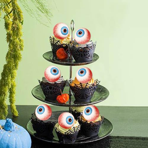 Blumomon 40pcs Edible Horror Cupcake Toppers - Eyeball Cake Decoration Picks for Halloween & Baby Shower Parties - Image 5