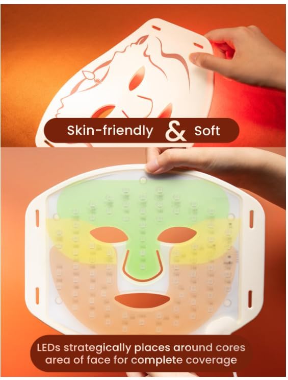 Red Light therapy Mask for Face Wrinkles,Silicone Portable Led Facial Mask Light Therapy for Full Face Even Skin Tone,Fine Lines&Wrinkles,10- Min Treatment,Wired - Image 4