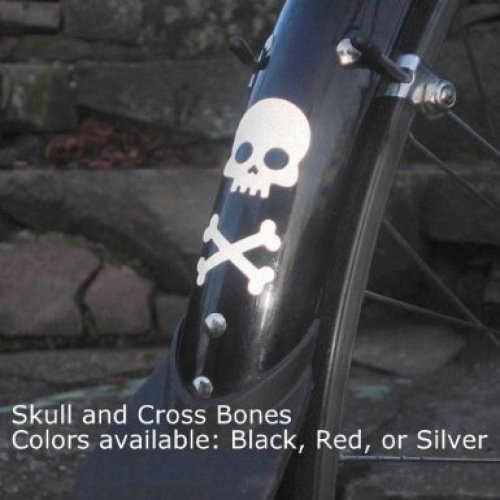 Red Skull and Cross Bone Bicycle Reflector Reflective Sticker Decal