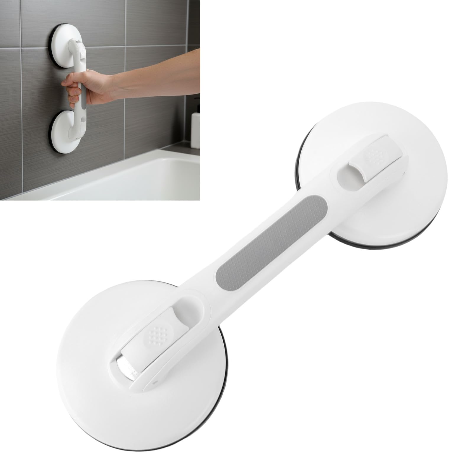 FILFEEL Barra de Succión Luminosa para Ducha, Asas de Apoyo con Luz