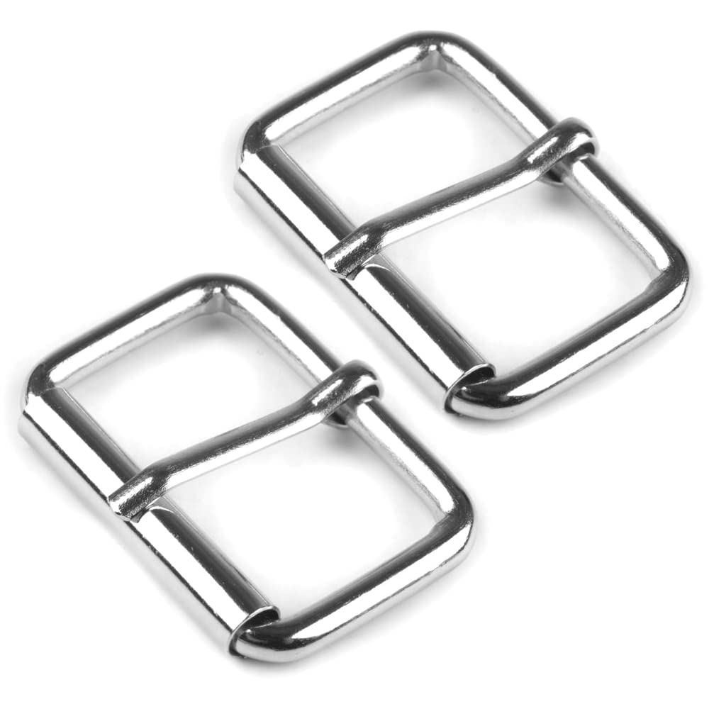 SolaDirect 50 x 20 mm Belt Buckles Single Prong Square Replacement Buckle Men Women Belt, Metal, Silver