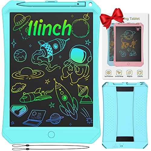 TUGAULCD Writing Tablet Kids 11in Doodle Board Colorful Screen Note Taking Tablet Electronic Magic Drawing Pad Educational Learning Travel Activity Art Pad Kids Birthday Gifts for 3-12 Kids (Blue)