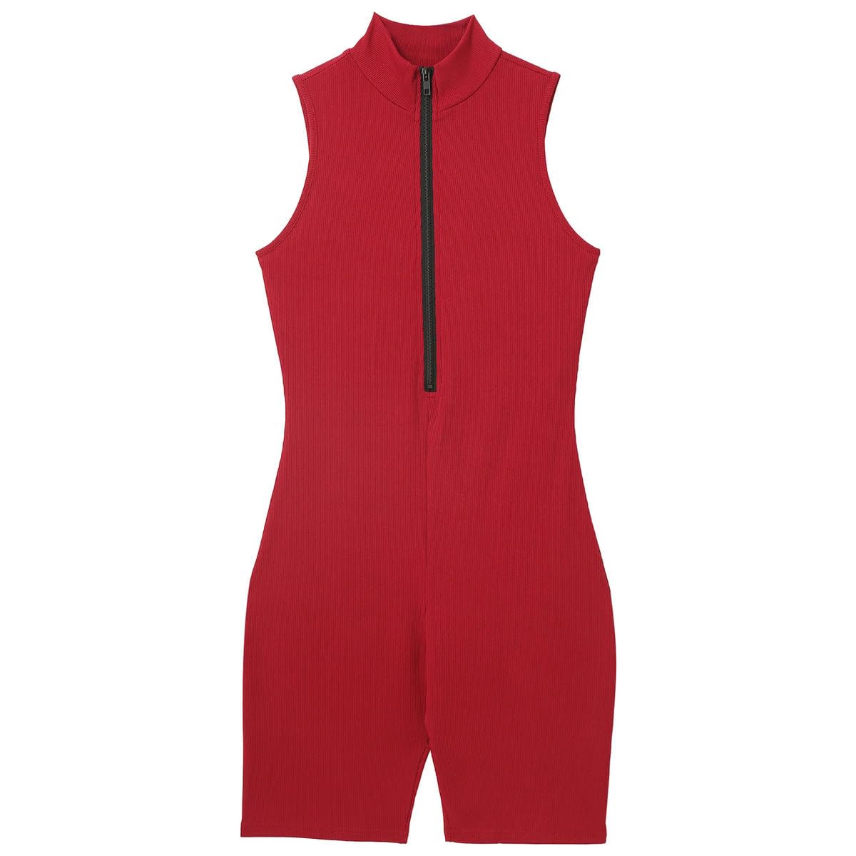 Body deportivo sin mangas para mujer, con media cremallera frontal, leotardo, gimnasio, yoga, entrenamiento, ciclismo, ropa deportiva