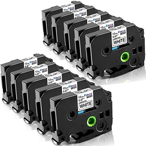Fimax Compatible Label Tape Replacement for Brother TZe-231 TZe231 P-Touch PTD210 PTH110 PTD600 PT-D400 Cube Label Makers (12mm 0.47 Black on White,10PK)