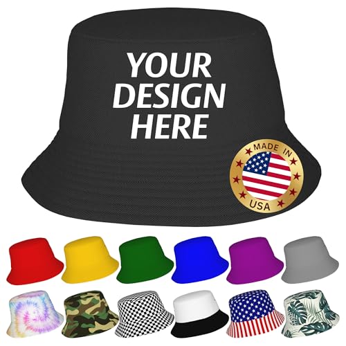 Bulk Custom Bucket Hats for Men Women Personalized Bucket Hat Your Design Here Funny Custom Hats Personalized Gifts Customized Beach Hat for Travel Fishing