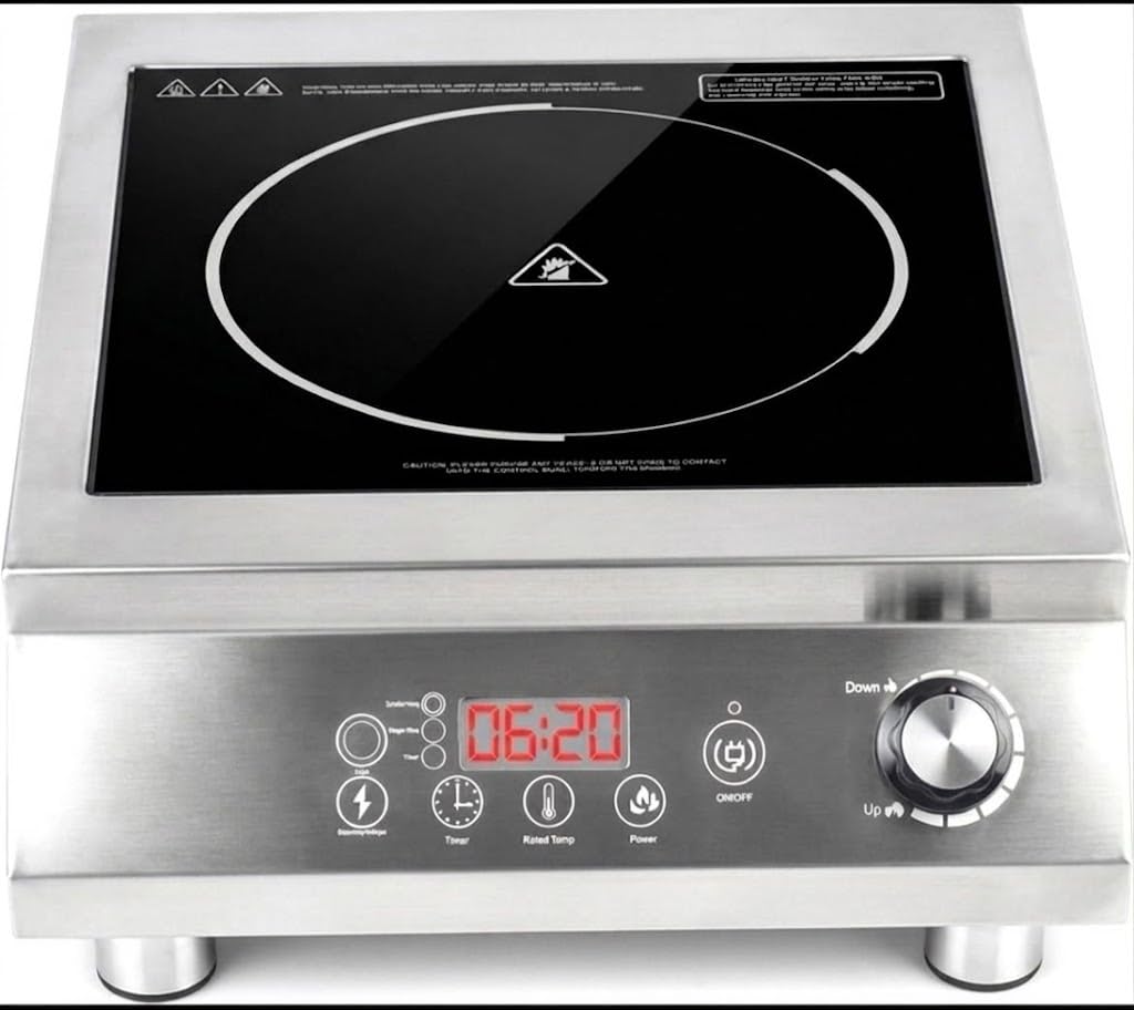 Commercial Induction Cooktop, Stainless Steel, Single Burner | Digital Timer, Knob Control, Countertop Cooker-image-35