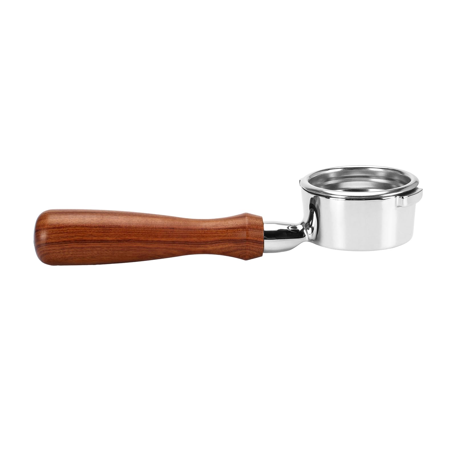 DIBTSA Portafiltro sin fondo de 58 mm compatible con Gaggia, portafiltro de café de acero inoxidable 304 de 2 orejas con cesta de filtro reutilizable y mango de madera, piezas de repuesto para máquina