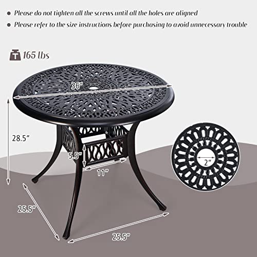Tangkula 10573-NP 36 Inch Outdoor Dining Table, Round Cast Aluminum Patio Dining Table thumb #2