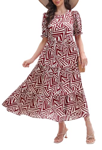 Image of Women's Maxi Dress Casual Loose Fit Tiered A-Line Flowy Summer Dress with Pockets