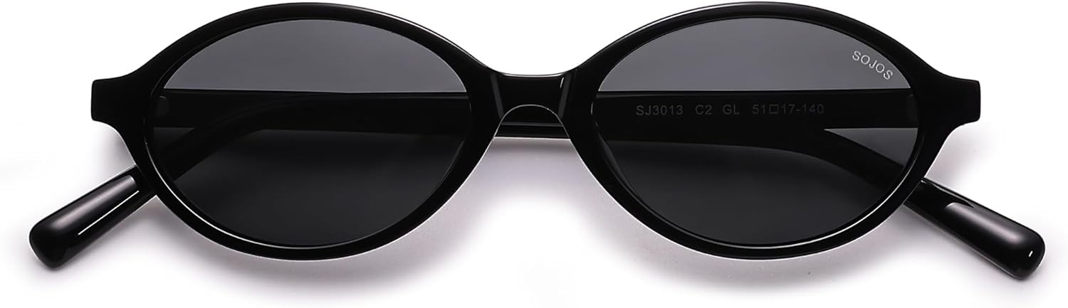SOJOS Acetate Polarized Oval Sunglasses Women Retro Handmade Narrow Y2K Lightweight Vintage 90s Designer Sun Glasses SJ3013