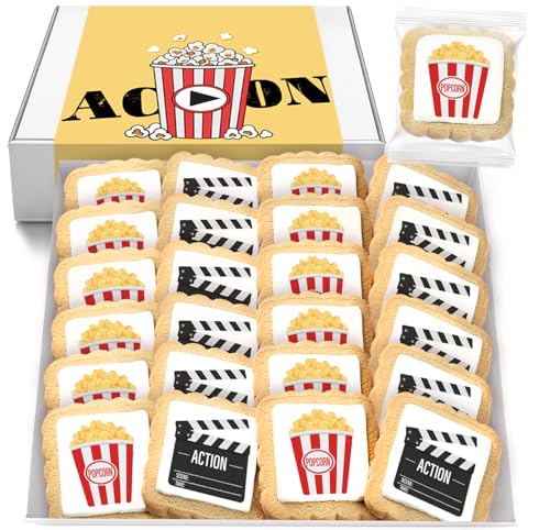 Image of Movie Night Cookies Party Favors | Individually Wrapped 24 Pack Cookie | Movie Night Theme Birthday Kids Adults Treats snacks