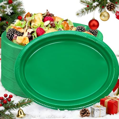BONSINY 50 Count Green Plates Disposable 12 BONSINY 50 Count Green Plates Disposable 12