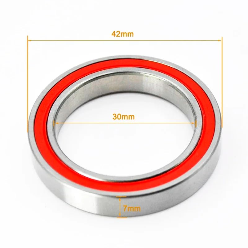 Hybrid Ceramic Bicycle Ball Bearings, 2 Pack, 6800 6802 6805 6806 6900 6902 2RS, Bearing Steel with Double Rubber Seals, Reduced Friction (MR24377 24x37x7mm)