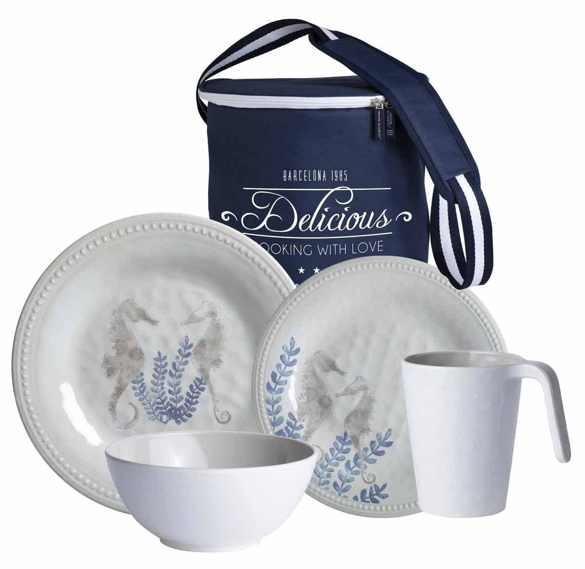 Marine Business Harmony Paradise Crockery Set, 24 Pieces, Plus Carry Bag