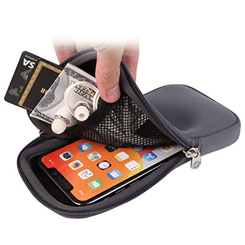 Zipper Phone Sleeve Pouch W/Neck Lanyard Compatible For Apple Iphone 14 13 Pro Max/Xs Max / 8 Plus/Lg G8 Thinq/Motorola G Power Pure Play One 5G Ace/Pixel 7 6 Pro/Xiaomi 12 13 Pro (Gray) #TOP2