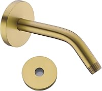 Vista 9 de Brazo de ducha de barrido de 16 pulgadas de largo montado en la pared Extensión de cabezal de ducha dorada con brida única, conexión estándar de 1/2