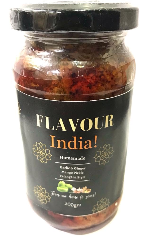 Flavour India -Homemade Garlic Ginger Mango Pickle | Telangana Style (Mamidikaya Pacchadi) (200 gm) (B0CCD6VN5N) Amazon Price History, Amazon Price Tracker