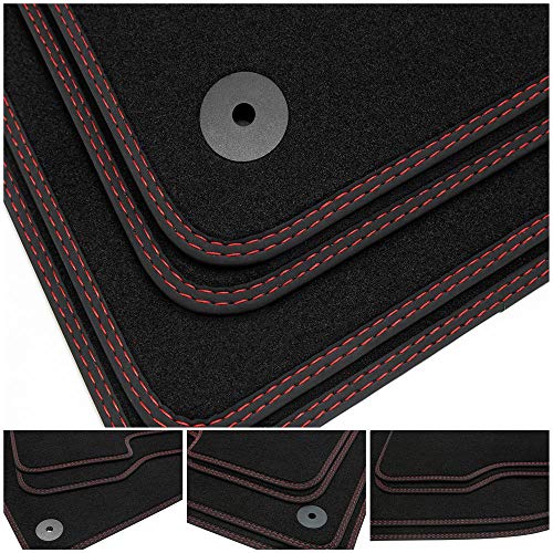 tuning-art BDN120 Tapis de Sol, Double Couture, Couture:2X Rouge